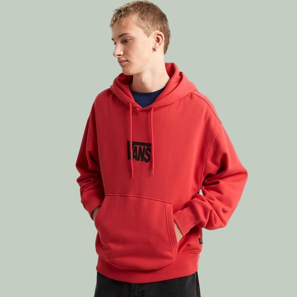 Vans Stretch Logo Pullover Hoodie Red Men's Size XL NEW